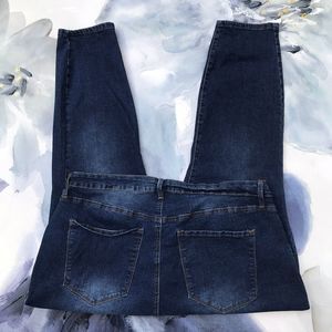 Rue 21 Womens Plus Size 24 Tapered Stretchy Denim Comfort Lightweight Blue Jeans